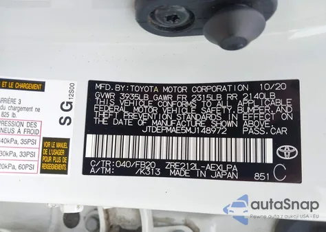 2021 Toyota Corolla Le from USA, damaged, VIN JTDEPMAE5MJ148972